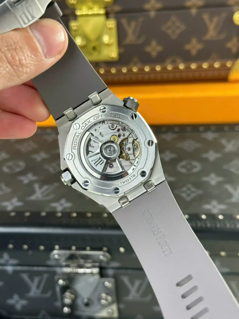 Super Clone Audemars Piguet Royal Oak Offshore Diver 15720ST 42mm Grey Dial – — on leather display