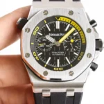 Super Clone Audemars Piguet Royal Oak Offshore Diver Chronograph Black Yellow 26703ST 42mm — dial close-up