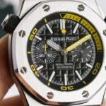 Super Clone Audemars Piguet Royal Oak Offshore Diver Chronograph Black Yellow 26703ST 42mm — side profile