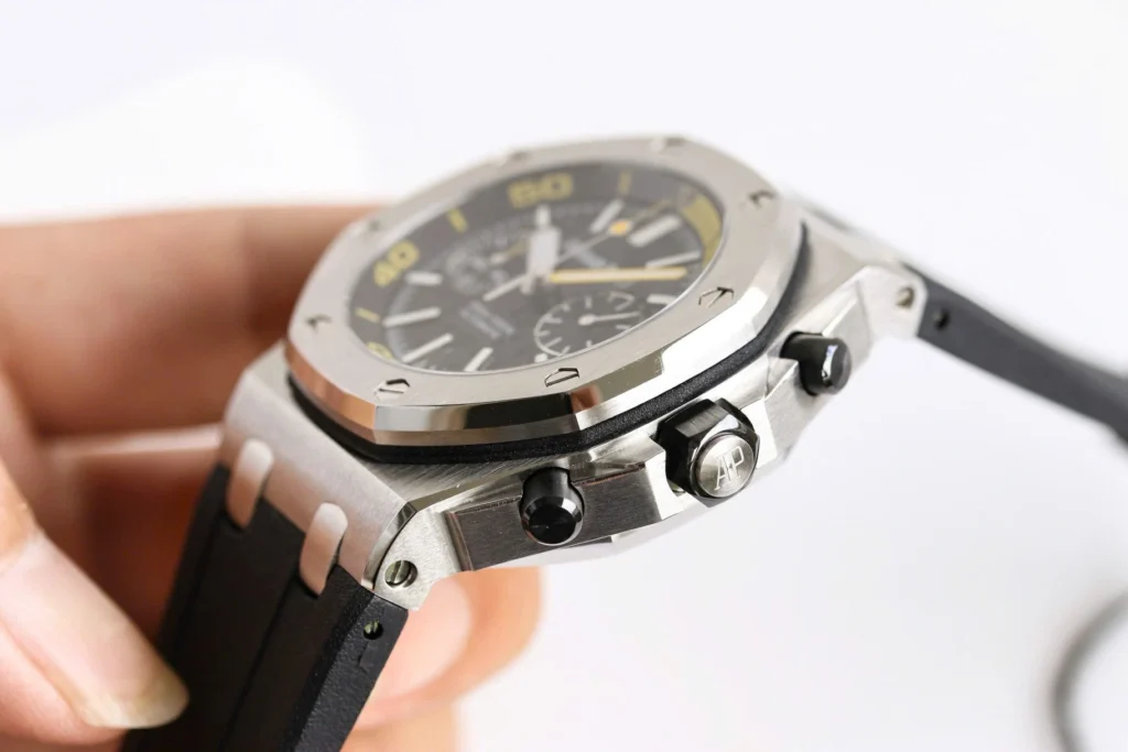 Super Clone Audemars Piguet Royal Oak Offshore Diver Chronograph Black Yellow 26703ST 42mm — clasp and links