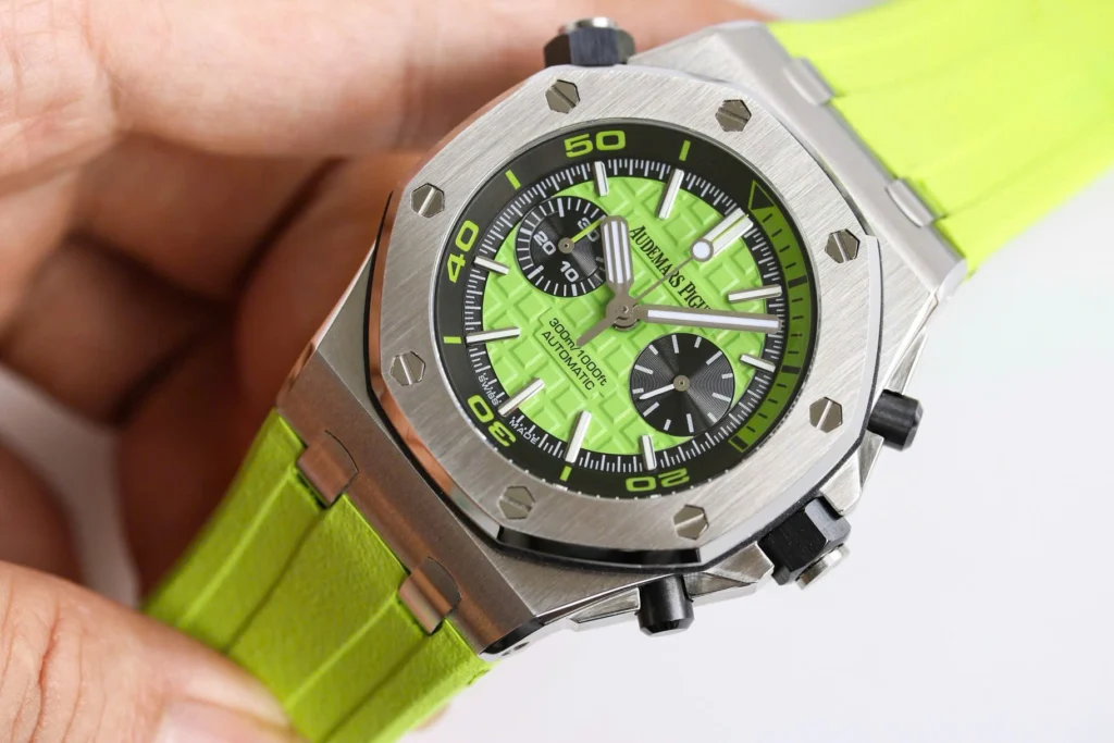 Super Clone Audemars Piguet Royal Oak Offshore Diver Chronograph in Green 26703ST 42mm — bracelet detail