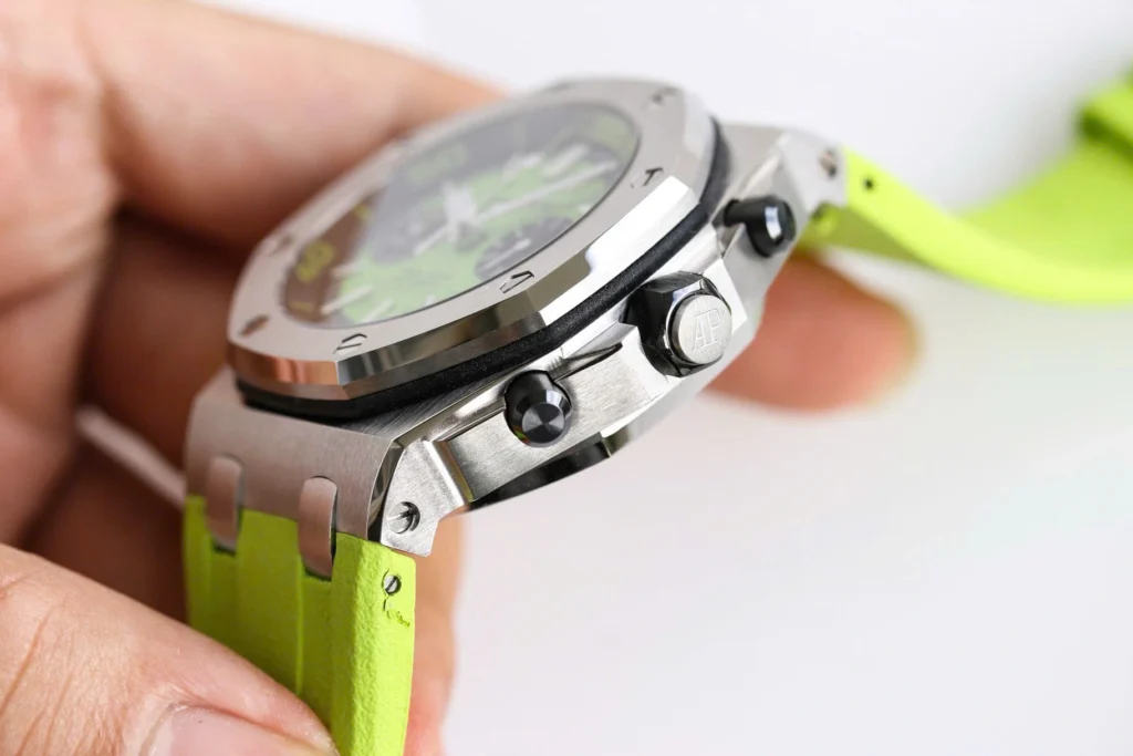 Super Clone Audemars Piguet Royal Oak Offshore Diver Chronograph in Green 26703ST 42mm — clasp and links