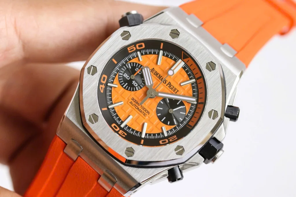 Super Clone Audemars Piguet Royal Oak Offshore Diver Chronograph in Orange 26703ST 42mm — bracelet detail