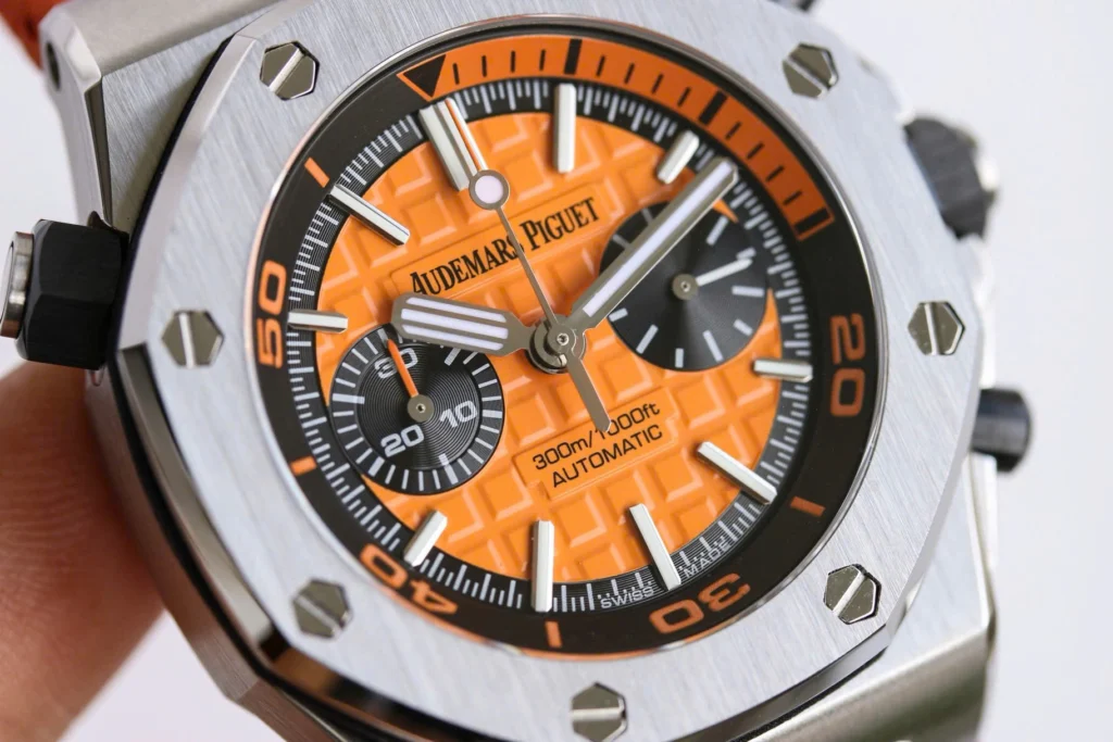 Super Clone Audemars Piguet Royal Oak Offshore Diver Chronograph in Orange 26703ST 42mm — side profile