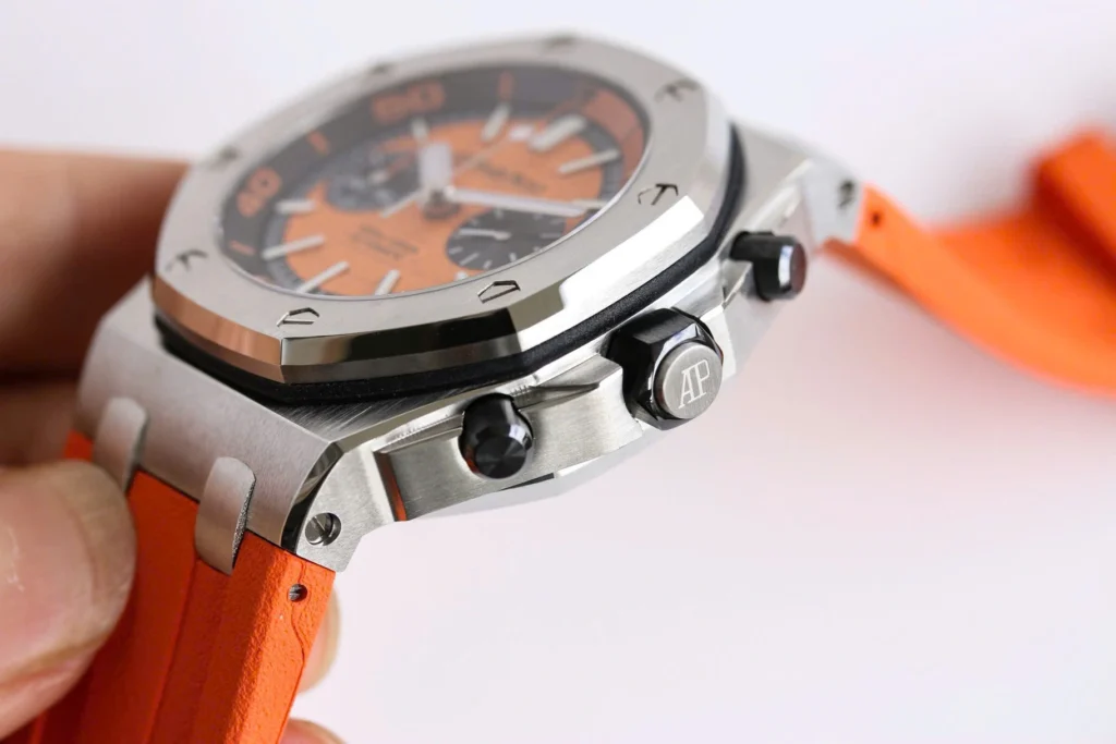 Super Clone Audemars Piguet Royal Oak Offshore Diver Chronograph in Orange 26703ST 42mm — clasp and links