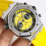 Super Clone Audemars Piguet Royal Oak Offshore Diver Chronograph in Yellow 26703ST 42mm — side profile