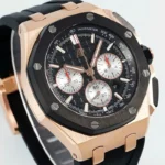 Super Clone Audemars Piguet Royal Oak Offshore Rose Gold 26420ST 42mm Black Dial — dial close-up