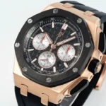 Super Clone Audemars Piguet Royal Oak Offshore Rose Gold 26420ST 42mm Black Dial — case and bezel