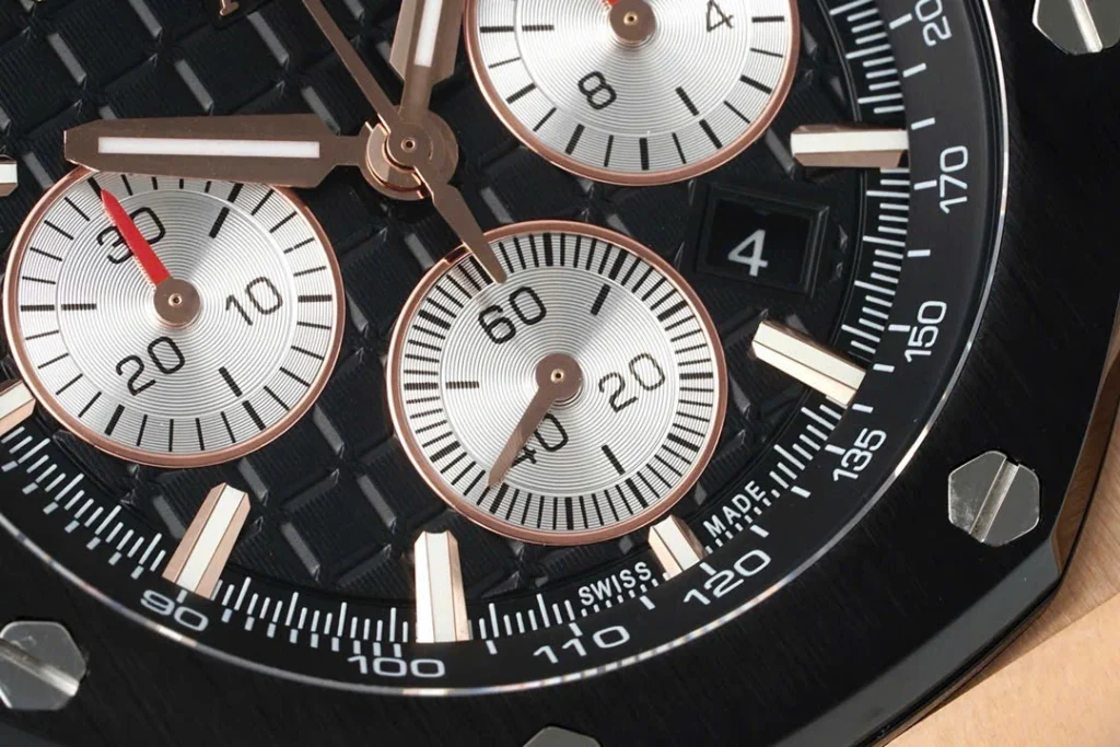 Super Clone Audemars Piguet Royal Oak Offshore Rose Gold 26420ST 42mm Black Dial — side profile