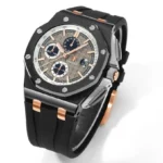 Super Clone Audemars Piguet Royal Oak Offshore Selfwinding Chronograph Black 26415CE 44mm Grey Dial – — case and bezel