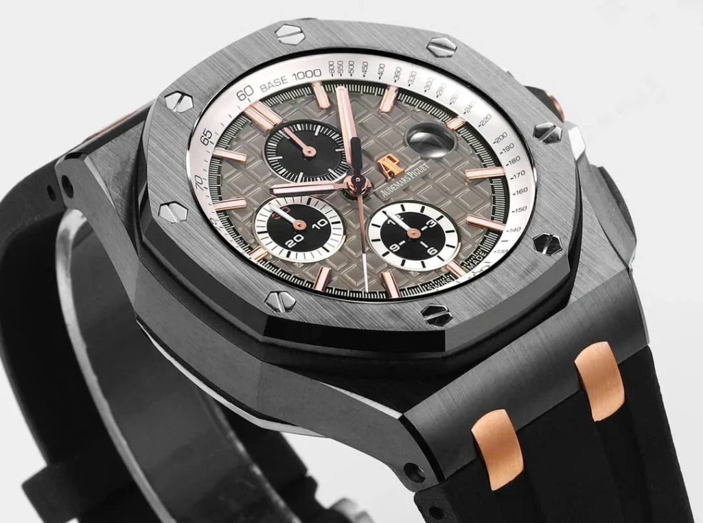 Super Clone Audemars Piguet Royal Oak Offshore Selfwinding Chronograph Black 26415CE 44mm Grey Dial – — side profile