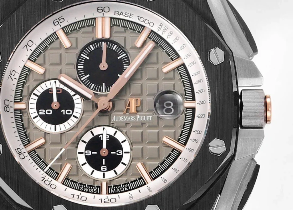 Super Clone Audemars Piguet Royal Oak Offshore Selfwinding Chronograph Black 26415CE 44mm Grey Dial – — clasp and links