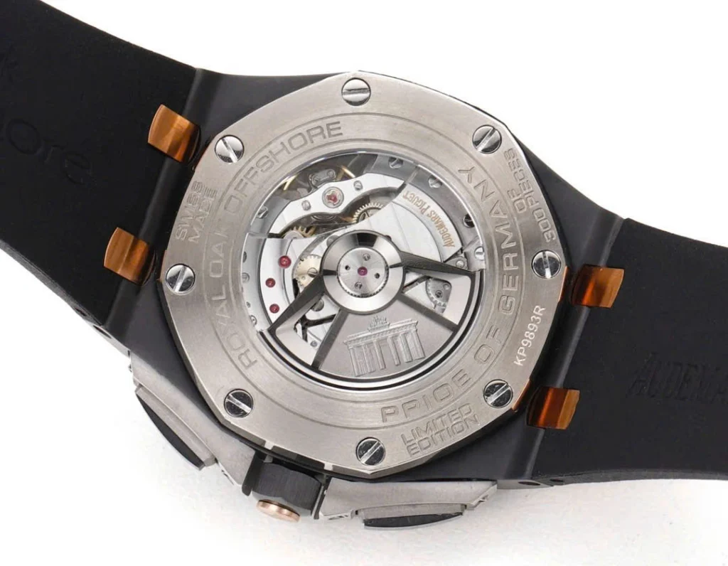 Super Clone Audemars Piguet Royal Oak Offshore Selfwinding Chronograph Black 26415CE 44mm Grey Dial – — movement / caseback view