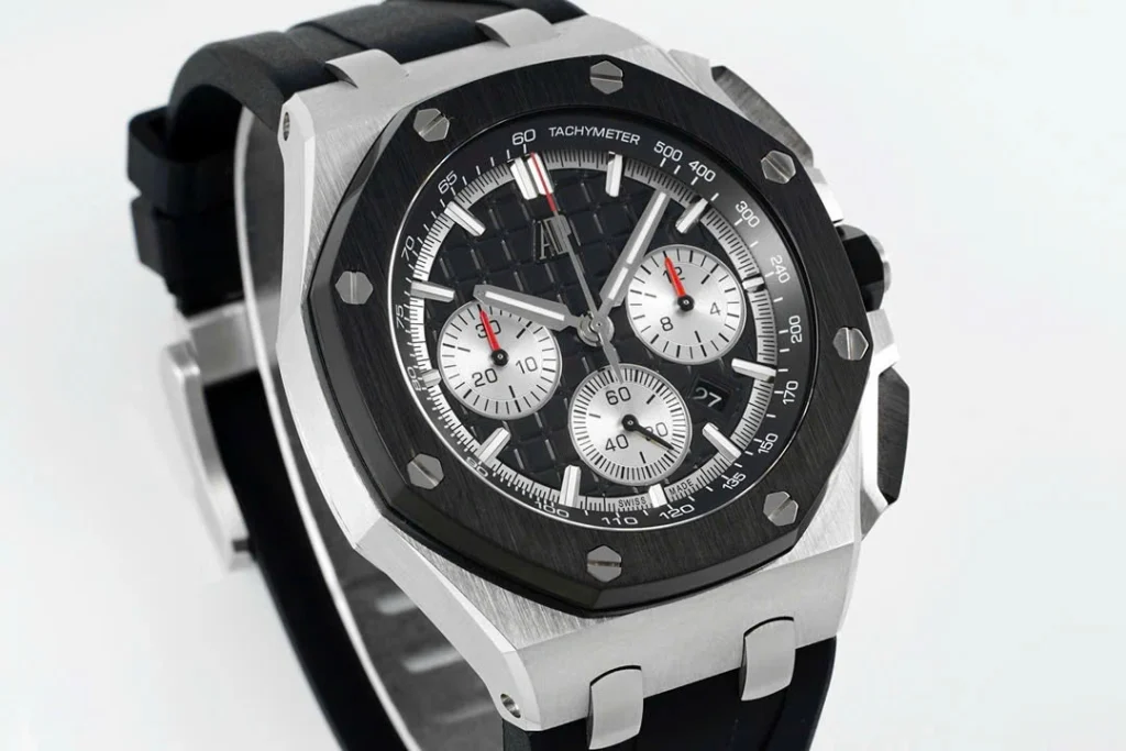 Super Clone Audemars Piguet Royal Oak Offshore Steel 26420ST 42mm Black Dial – — dial close-up