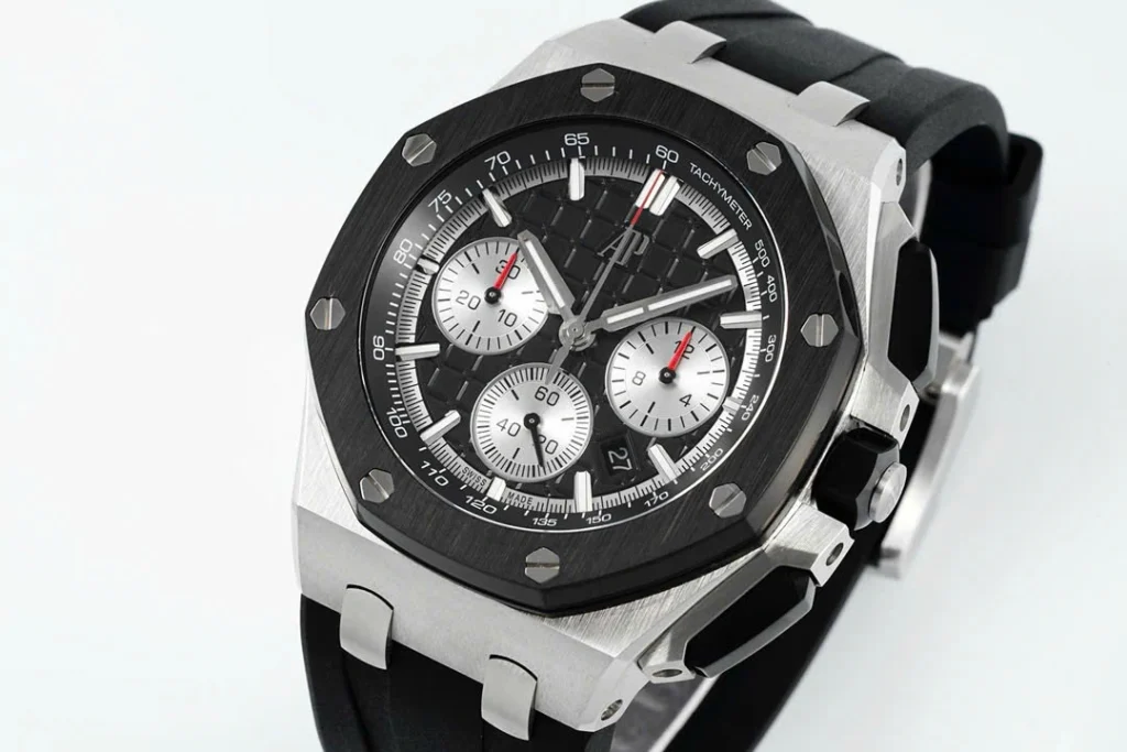 Super Clone Audemars Piguet Royal Oak Offshore Steel 26420ST 42mm Black Dial – — case and bezel