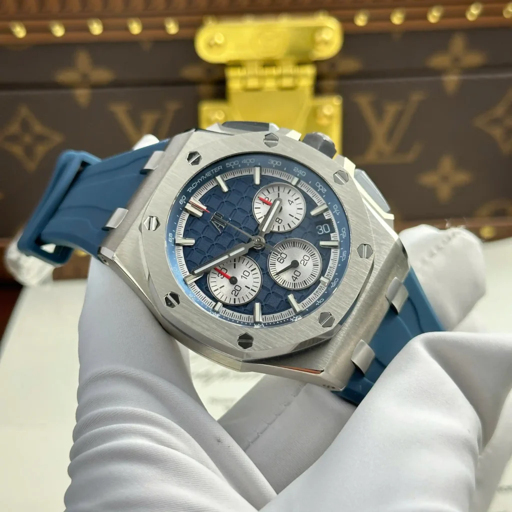 Super Clone Audemars Piguet Royal Oak Offshore Steel in Blue 26420ST 42mm — bracelet detail