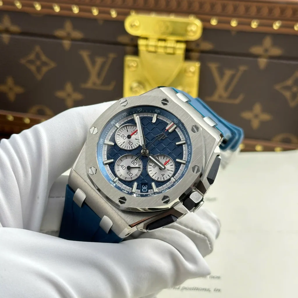 Super Clone Audemars Piguet Royal Oak Offshore Steel in Blue 26420ST 42mm — side profile