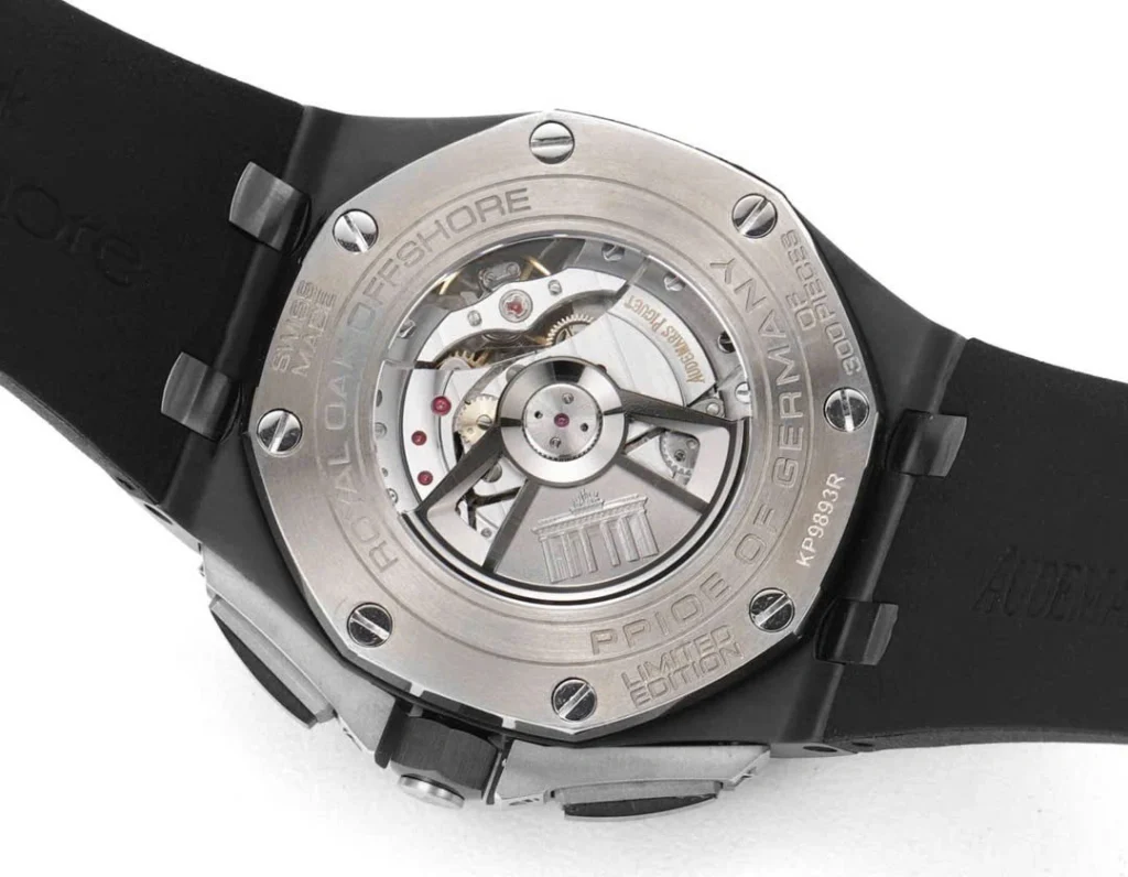 Super Clone Audemars Piguet Royal Oak Offshore in Black 26405CE 44mm – — on leather display