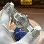 Super Clone Audemars Piguet Royal Oak Perpetual Calendar 26615Ti limited edition Salmon dial 41mm – — on leather display