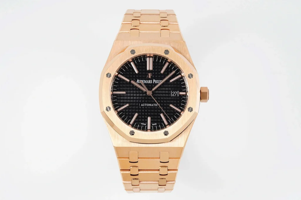 Super Clone Audemars Piguet Royal Oak Selfwinding 15400OR 41mm Black Dial Rose Gold – — dial close-up