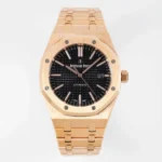 Super Clone Audemars Piguet Royal Oak Selfwinding 15400OR 41mm Black Dial Rose Gold – — dial close-up