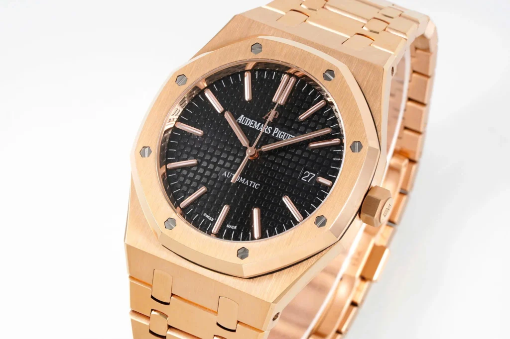 Super Clone Audemars Piguet Royal Oak Selfwinding 15400OR 41mm Black Dial Rose Gold – — bracelet detail