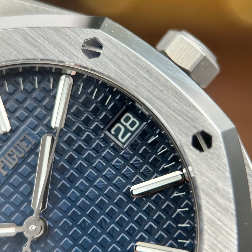Super Clone Audemars Piguet Royal Oak 41mm Steel Bracelet Steel — on leather display