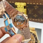 Super Clone Audemars Piguet Royal Oak 41mm Steel Bracelet Steel — on leather display
