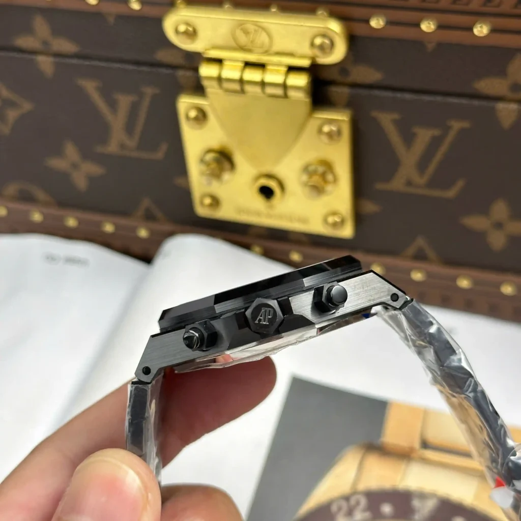 Super Clone Audemars Piguet Royal Oak Selfwinding Chronograph “One Drop” 26240CE.OO.1225CE.98 41mm – — on leather display