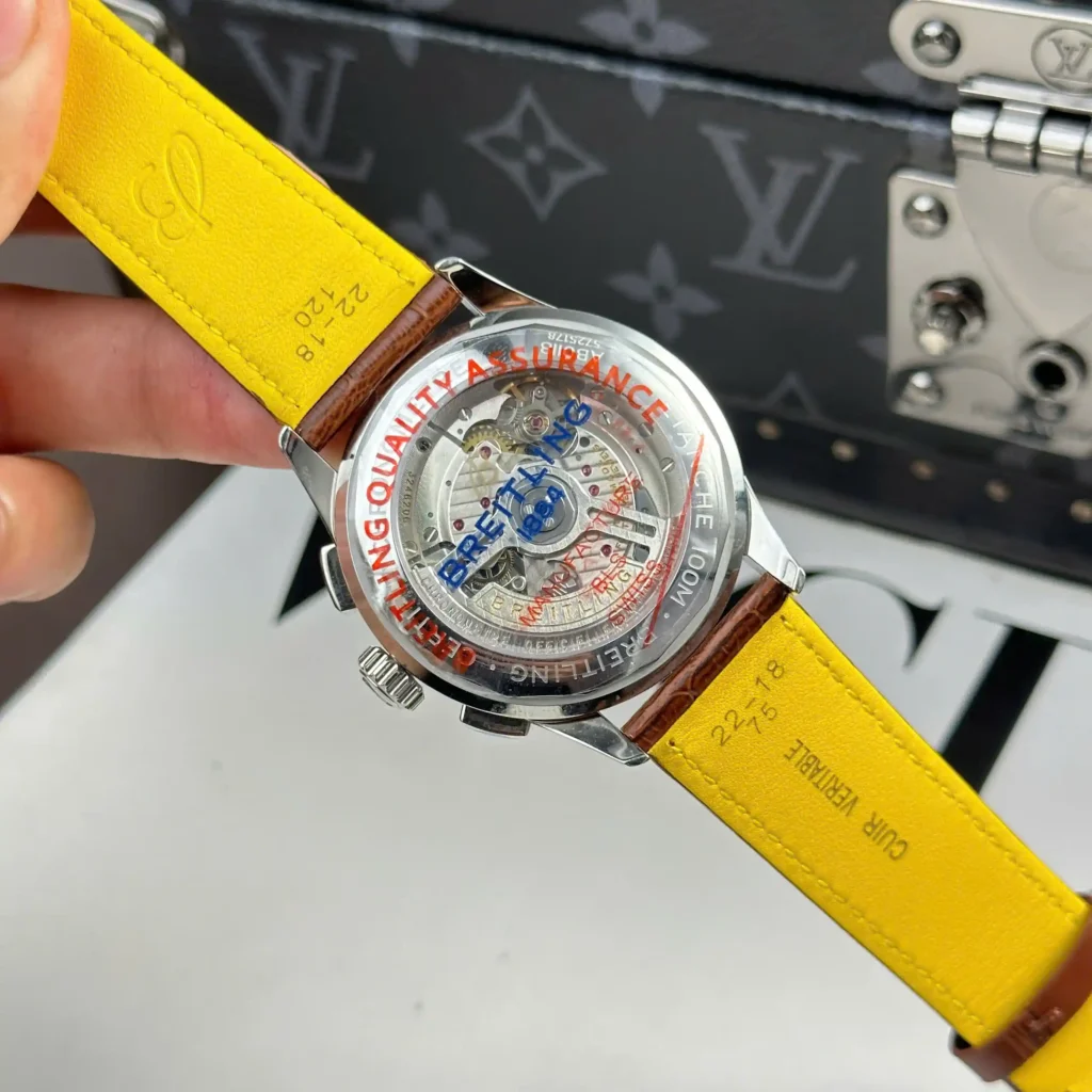 Super Clone Breitling 42mm Steel — movement / caseback view
