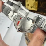 Super Clone Cartier 40mm Steel — on leather display