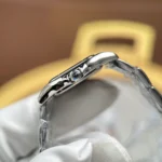 Super Clone Cartier Steel — on leather display