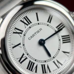 Super Clone Cartier 29mm Steel — on leather display