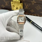 Super Clone Cartier Santos De Cartier Small Model Demi Rose Gold – — dial close-up