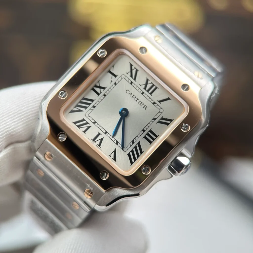 Super Clone Cartier Santos De Cartier Small Model Demi Rose Gold – — bracelet detail