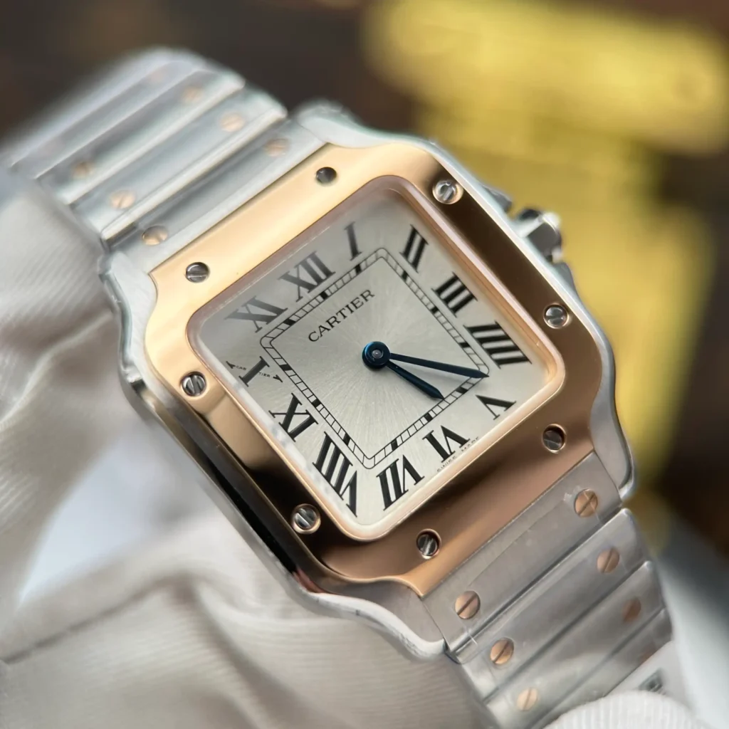 Super Clone Cartier Santos De Cartier Small Model Demi Rose Gold – — side profile