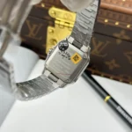 Super Clone Cartier Santos De Cartier Small Model Demi Rose Gold – — on leather display
