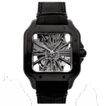 Super Clone Cartier Santos Large Skeleton Black 39mm
