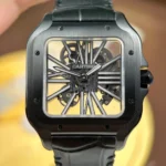 Super Clone Cartier Santos Large Skeleton Black 39mm — bracelet detail