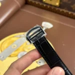 Super Clone Cartier Santos Large Skeleton Black 39mm — on leather display