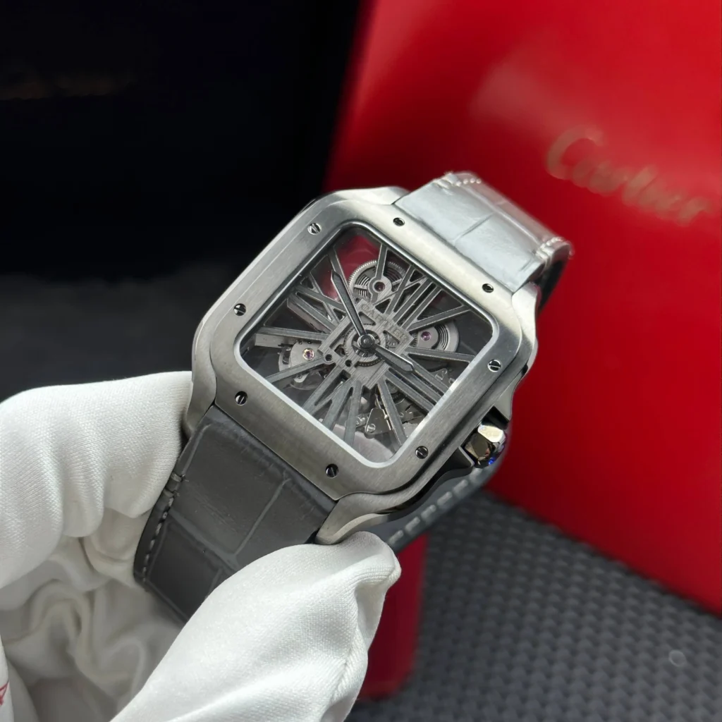 Super Clone Cartier Santos Large Skeleton WHSA0009 39mm — dial close-up