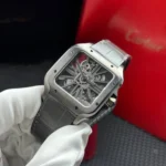Super Clone Cartier Santos Large Skeleton WHSA0009 39mm — dial close-up