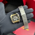 Super Clone Cartier Santos Large Skeleton WHSA0012 — dial close-up