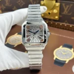 Super Clone Cartier Santos Large Skeleton WHSA0015 39mm — dial close-up