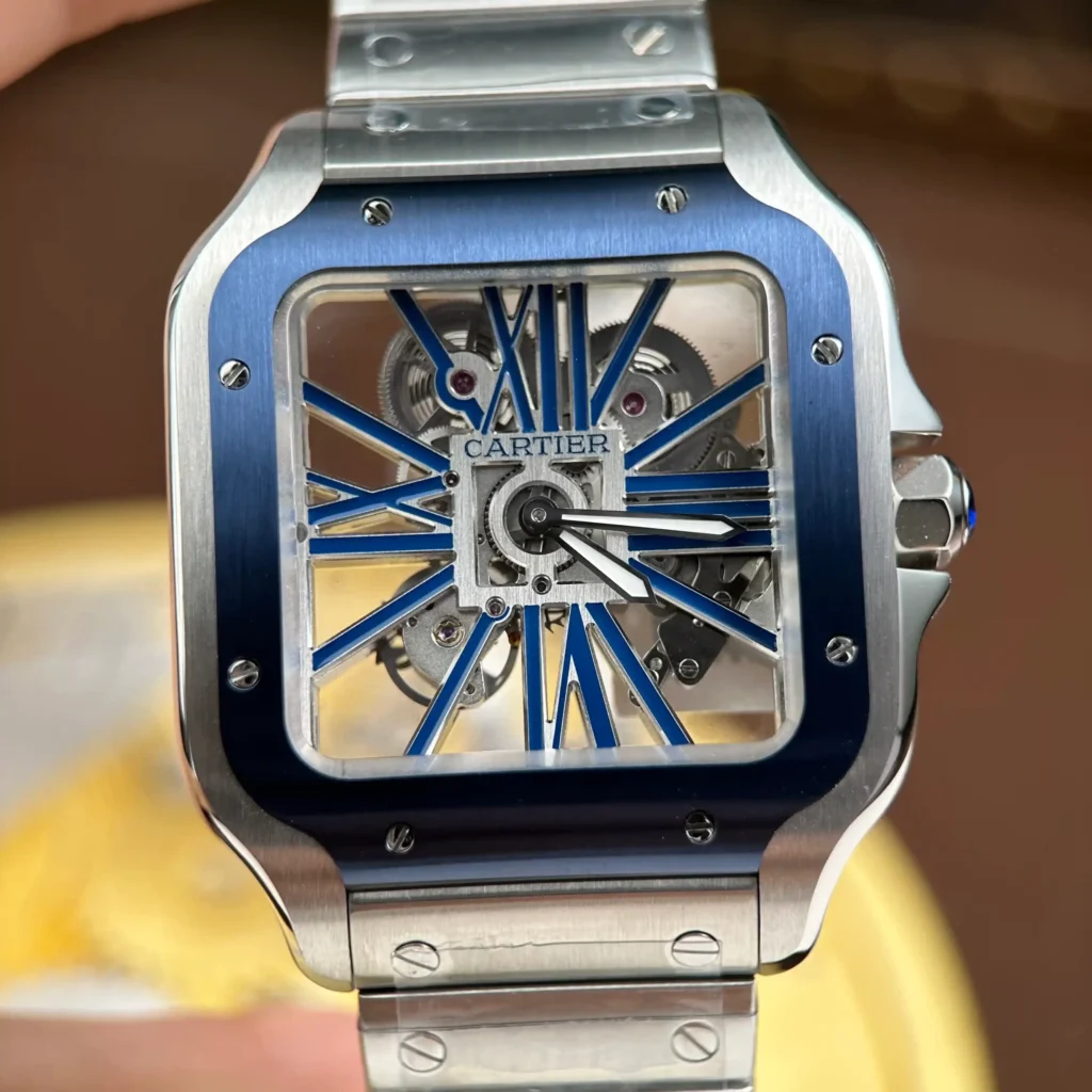 Super Clone Cartier Santos Large Skeleton WHSA0026 39mm — side profile