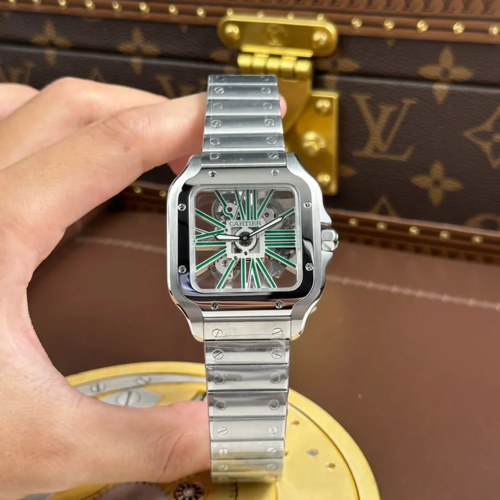 Super Clone Cartier Santos Large Skeleton WHSA0028 39mm — dial close-up