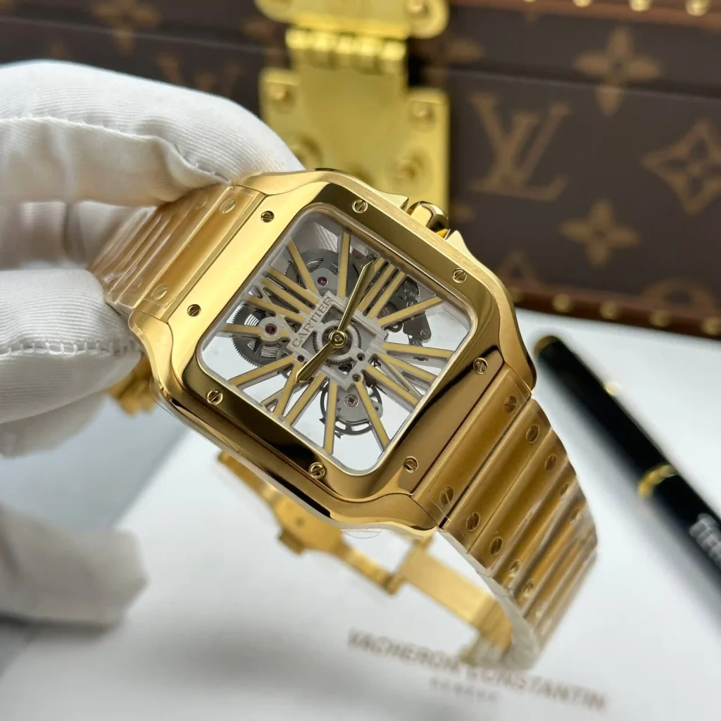Super Clone Cartier Santos Large Skeleton WHSA0042 — side profile