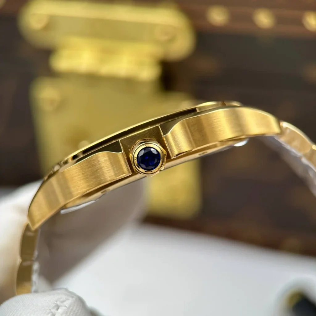 Super Clone Cartier Santos Large Skeleton WHSA0042 — on leather display