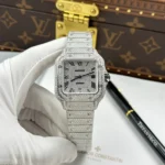 Super Clone Cartier Santos de Cartie Larger Full Diamond 39.8mm – Handcrafted Diamod