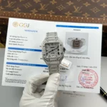 Super Clone Cartier Santos de Cartie Larger Full Diamond 39.8mm – Handcrafted Diamod — dial close-up